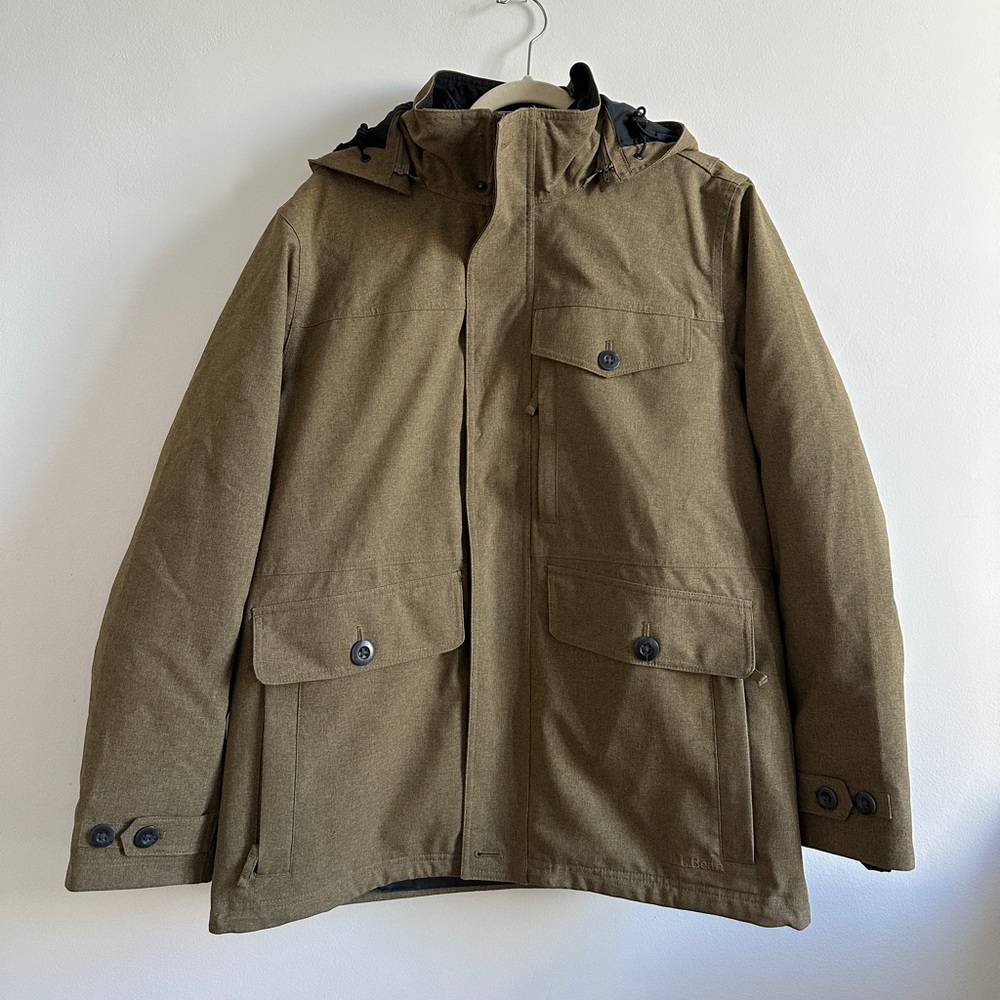 L L BEAN 3 IN 1  VINTAGE SKI JACKET PARKA RAINCOAT W REMOVABLE LINER